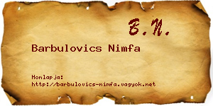 Barbulovics Nimfa névjegykártya